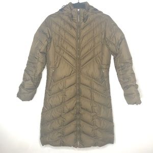 Patagonia Down Parka Knee Length Long Brown Hooded